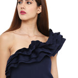 One shoulder short ruffles