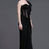 Noir Georgia Set of Corset + Skirt + Cutwork Drape